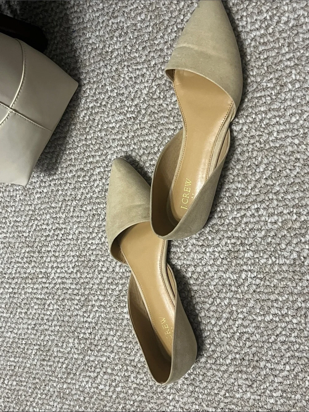 J. Crew Beige Pointed D'Orsay Suede Flats